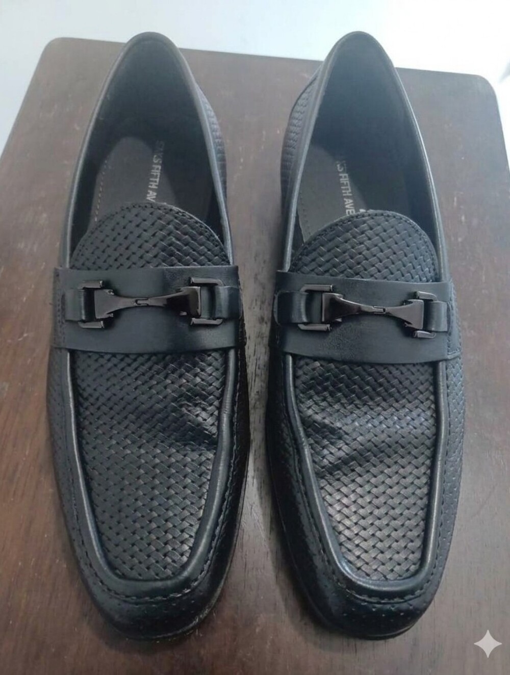 Saks Fifth Avenue Black Woven Leather Bit Loafers